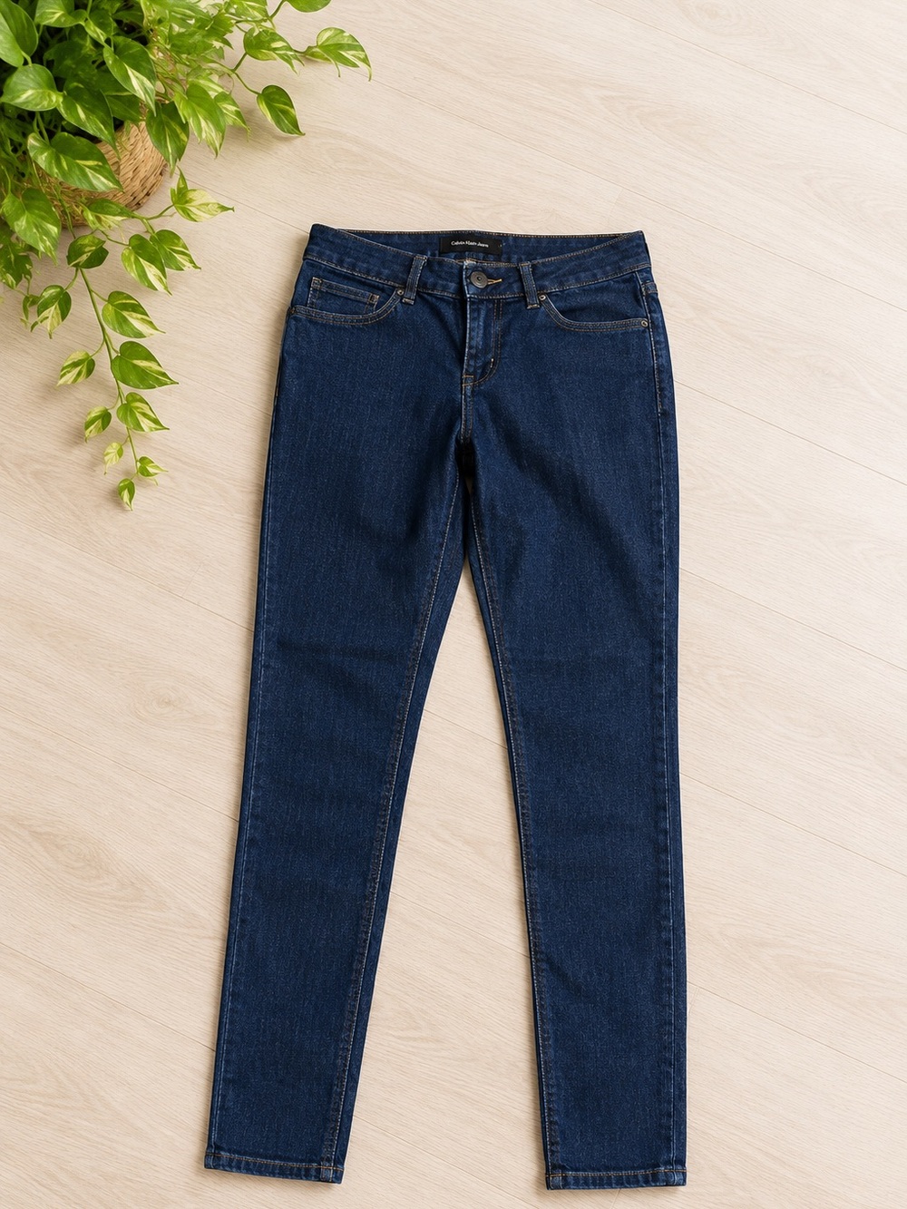 Calvin Klein Women's Jegging Legging Blue Denim Cotton Jean Sz 14 High Rise